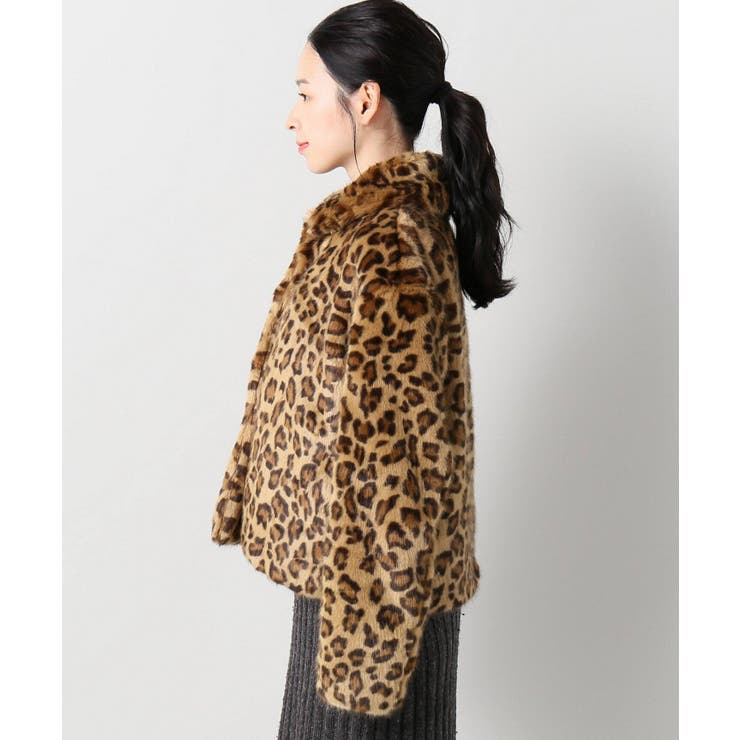 レオパードファーリーハーフコート◇[品番：BYCW0000075]｜B.C STOCK