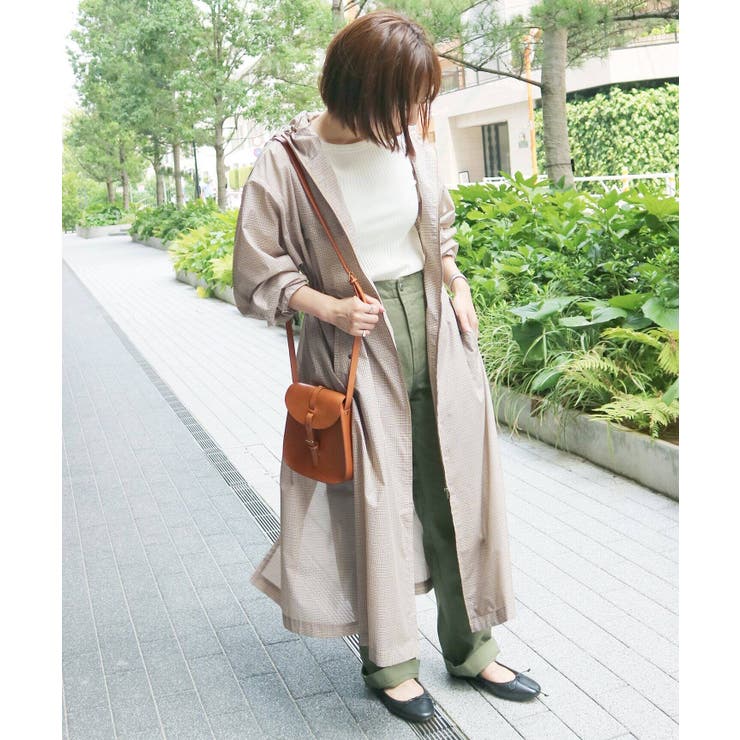 SLOBE IENA スローブイエナ】チェックオーガンジーフードロングコート