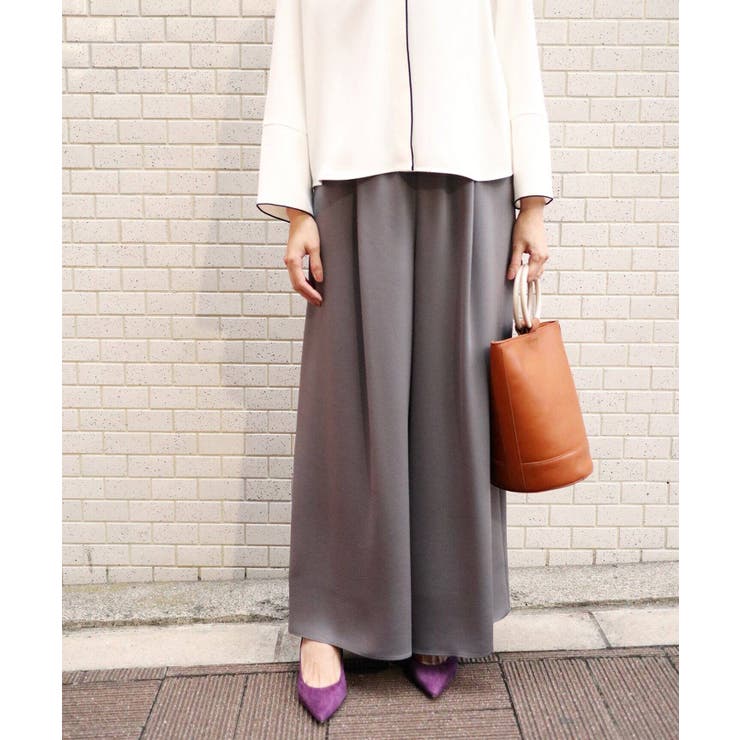 NOBLE ノーブル】Cu/Ryツイルギャザーワイドパンツ[品番