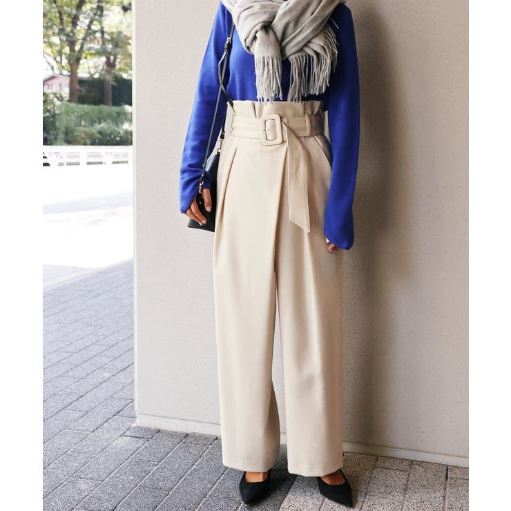 NOBLE ノーブル 淡グレーウールパンツ ガウチョ ワイドパンツ 38