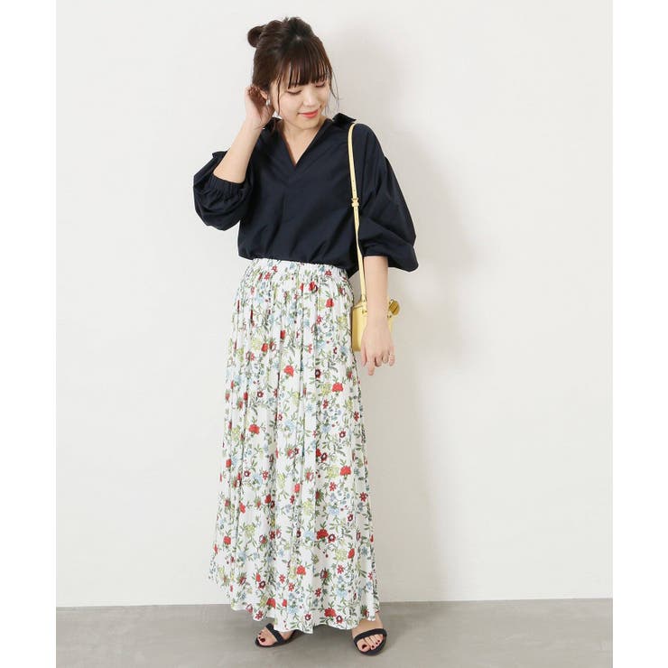 Spick & Span 麻100 ギャザー プルオーバー　スキッパーブラウス Spick and Span]#スキッパーギャザーブラウス◇[品番