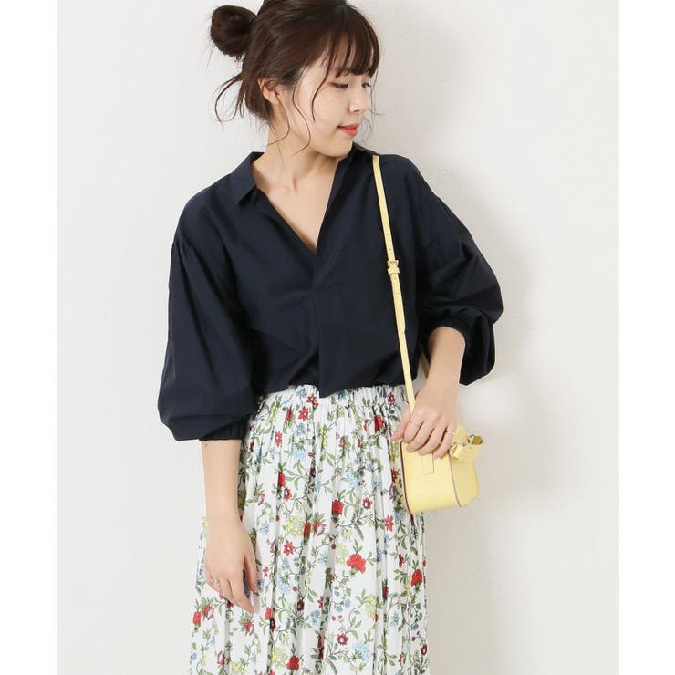 Spick & Span 麻100 ギャザー プルオーバー　スキッパーブラウス スキッパーギャザーブラウス（シャツ／ブラウス）｜Spick and