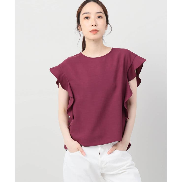 リネンライク ラッフルブラウス[品番：BYCW0006174]｜B.C STOCK（ベー