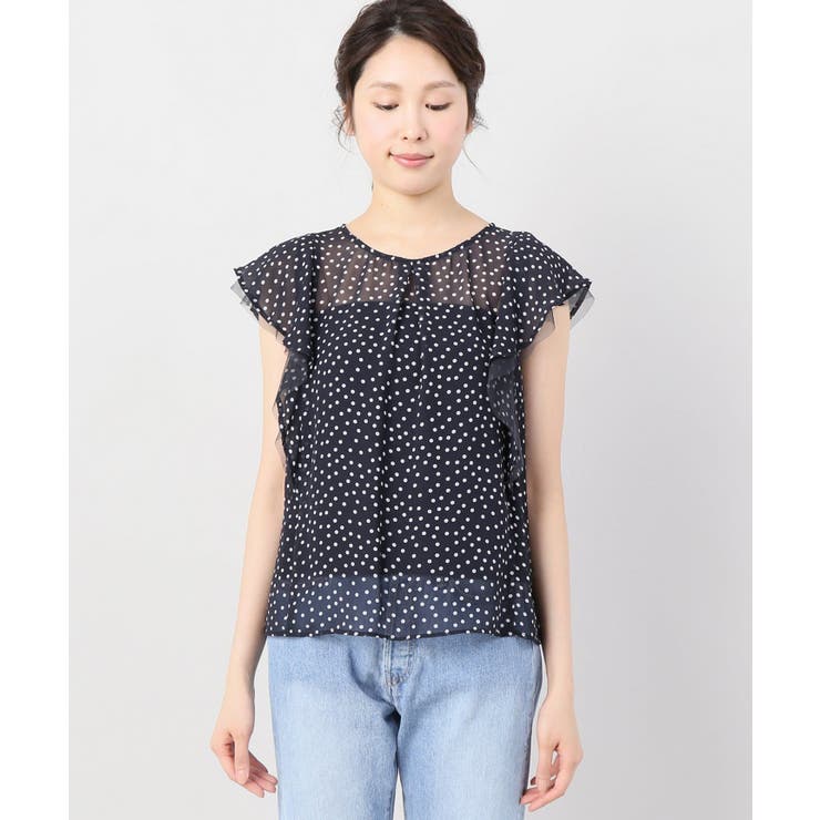 ドットチュールソデフリルブラウス | B.C STOCK | 詳細画像7 