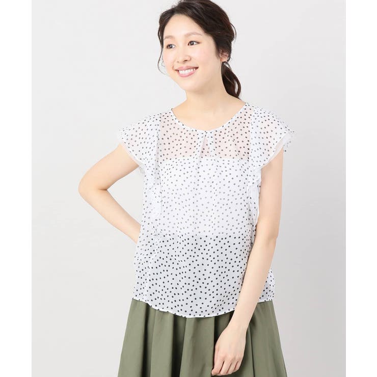 ドットチュールソデフリルブラウス | B.C STOCK | 詳細画像1 