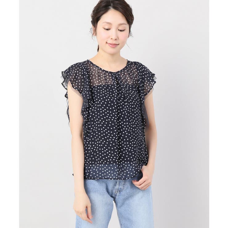 ドットチュールソデフリルブラウス | B.C STOCK | 詳細画像15 
