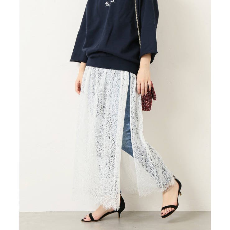 スピック＆スパン　ラッセルレーススカート　白　38 Spick & Span - Spick & Span ラッセルレーススカート 38