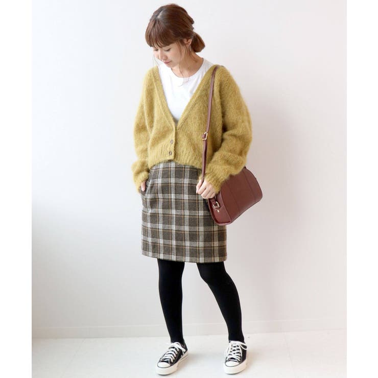 SLOBE IENA スローブイエナ】チェックメルトン台形スカート