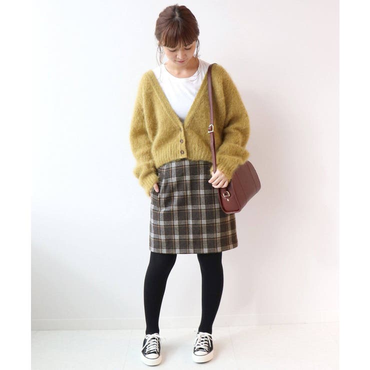 SLOBE IENA スローブイエナ】チェックメルトン台形スカート