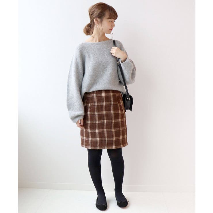SLOBE IENA スローブイエナ】チェックメルトン台形スカート