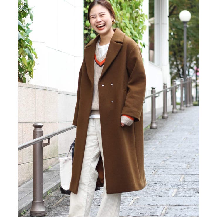 JOURNAL STANDARD WOOL19マイクロンWブレステッドコート 紺