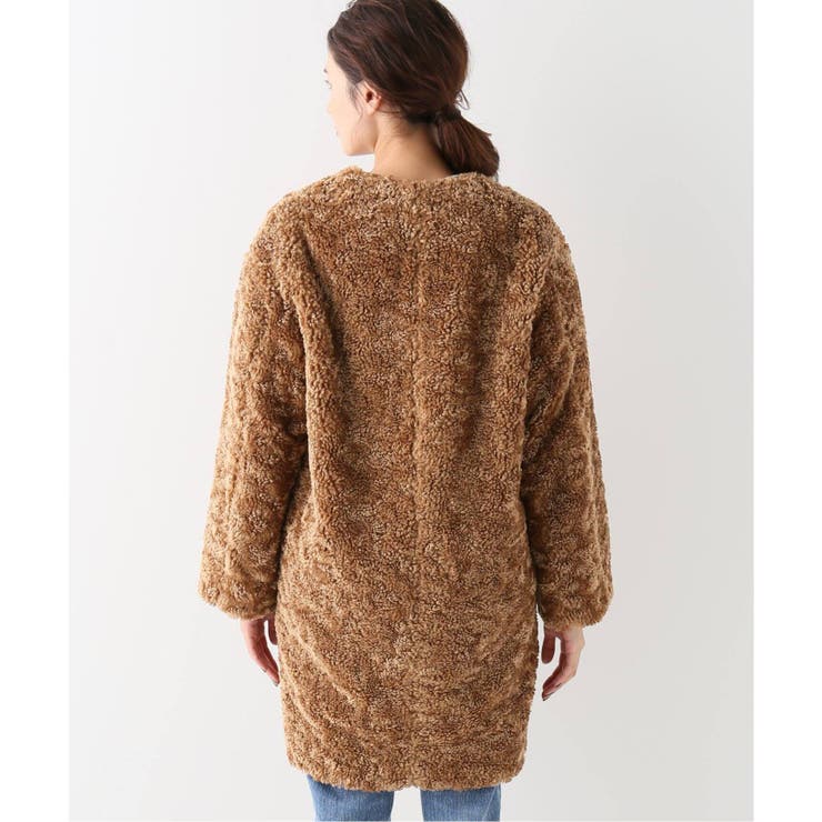 【美品】SLOBE IENA カーリングファーコート Riff ノーカラーコート コート ファーコート 金ボタン