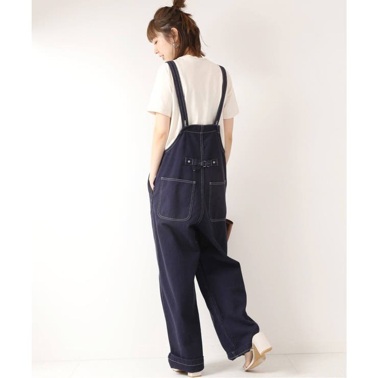 Spick & Span ダブルストラップ黒リボンかわいいサロペット
