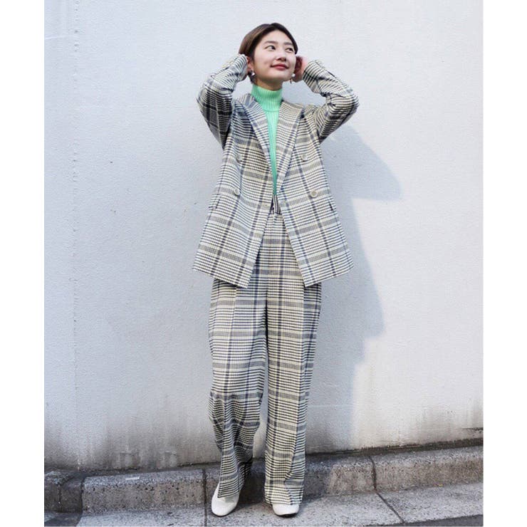 ウールフラノムジチェックワイドテーパードパンツ[品番：BYCW0000415]｜B.C  STOCK（ベーセーストック）のレディースファッション通販｜SHOPLIST（ショップリスト）