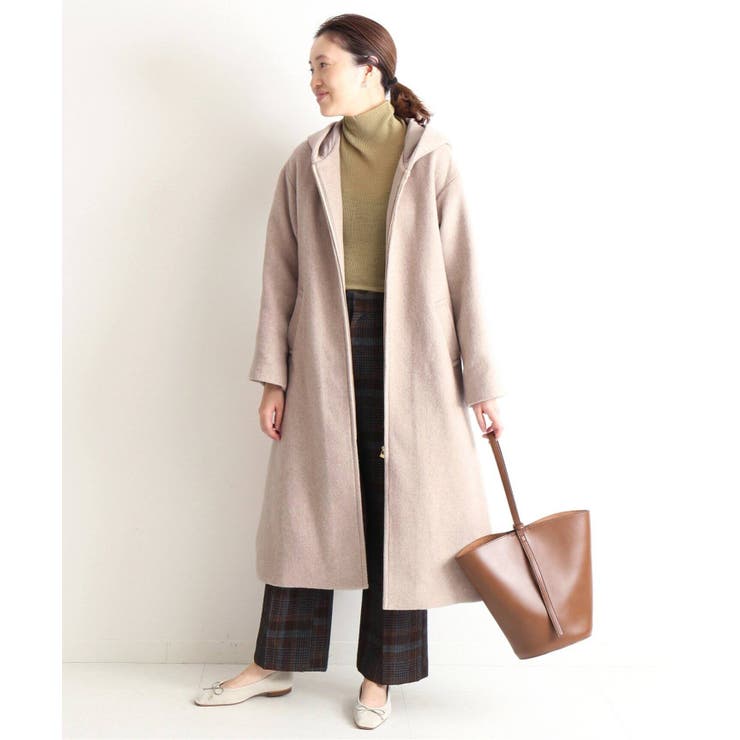 スローブイエナ チェック ブラウン コート SLOBE IENA メルトン