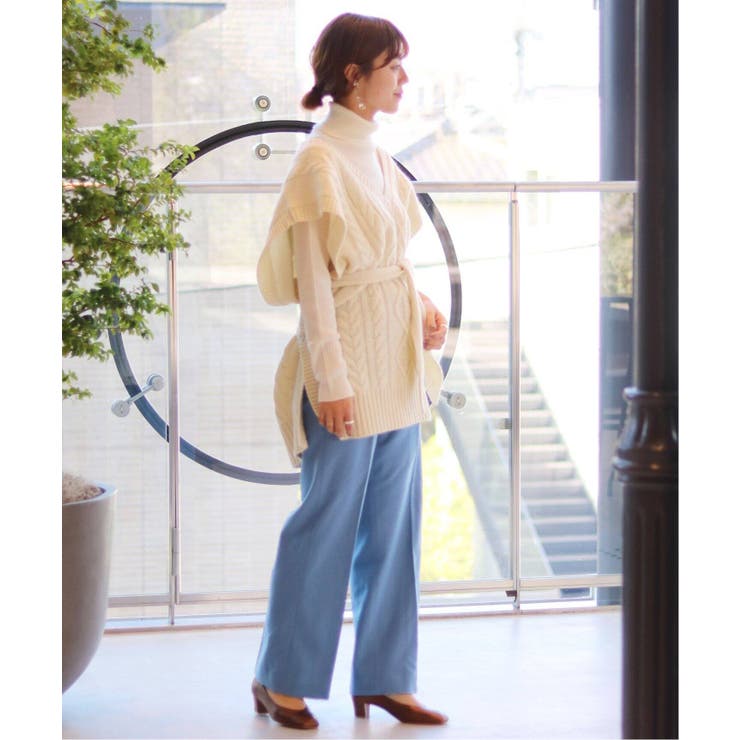 新品　スローブイエナ　ストレッチウール ストレートパンツ SLOBE IENA スローブイエナ】ストレッチウール ストレートパンツ