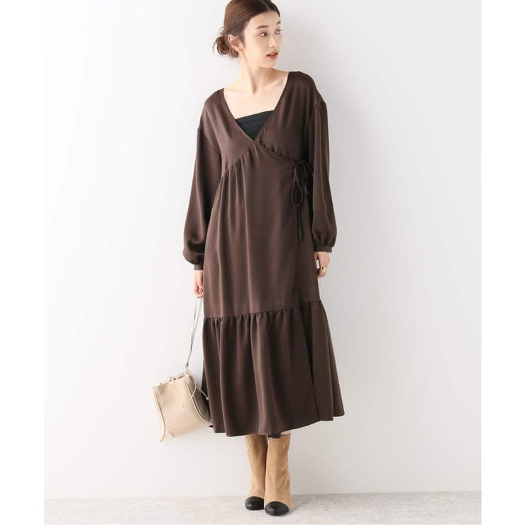 人気 ブランド 服をチェック - 最新トレンドファッション NOBLE＞#2WAYカシュクールワンピース(ブラウン)[品番 ワンピース