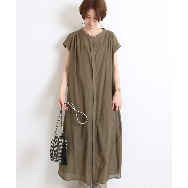 Iena コットンボイルフレンチスリーブワンピース 送料無料