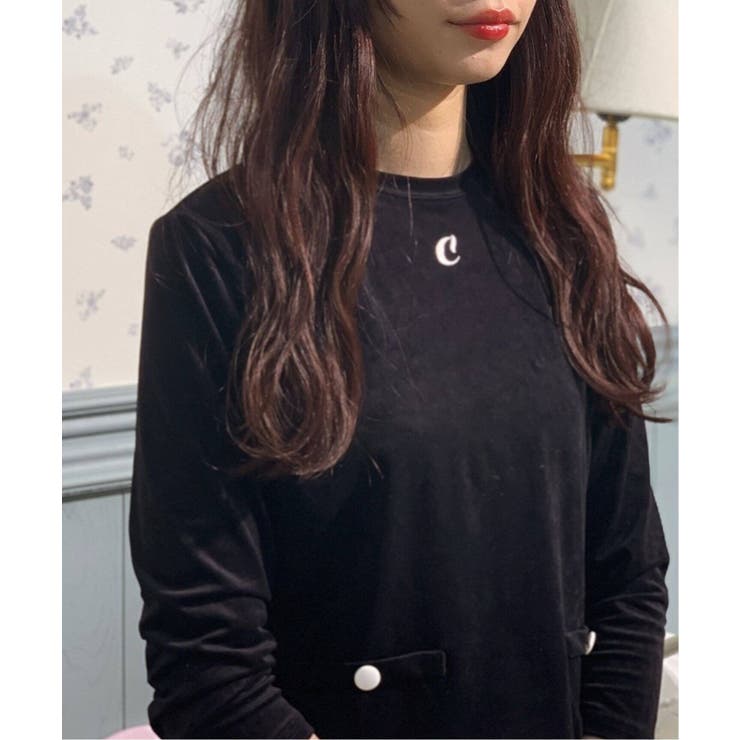 ブラック | ＜Charles Chaton＞ velour C blouse | B.C STOCK