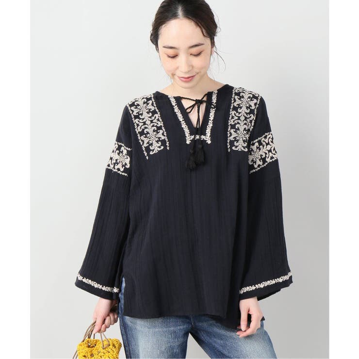 B.C STOCK]ダブルガーゼ刺繍ブラウス[品番：BYCW0004663]｜B.C
