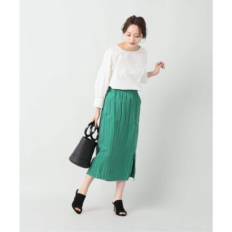 ストライプミディタイトスカート◇[品番：BYCW0006459]｜B.C