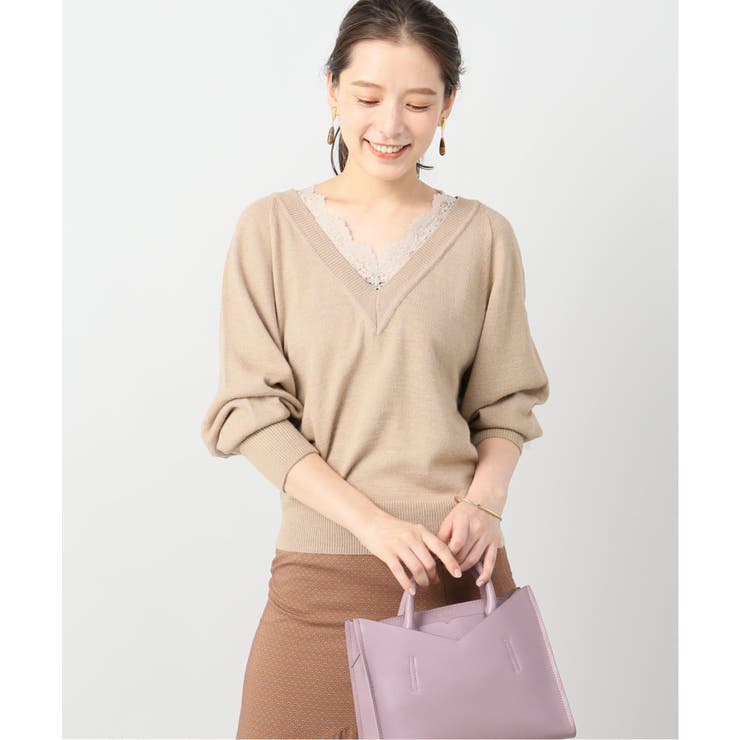 La Totalite ラ トータリテ】レースVネックラグランプルオーバー[品番