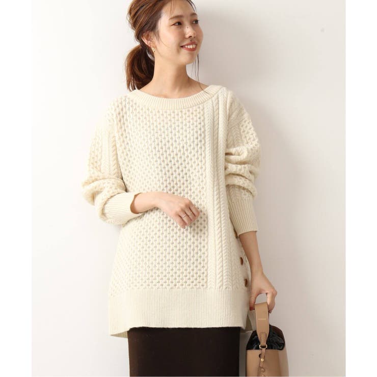 美品♪スピックアンドスパン ハミルトンウール ケーブル サイドボタン 金ボタン ハミルトンウール ケーブル サイドボタン◇[品番：BYCW0001009]｜B.C