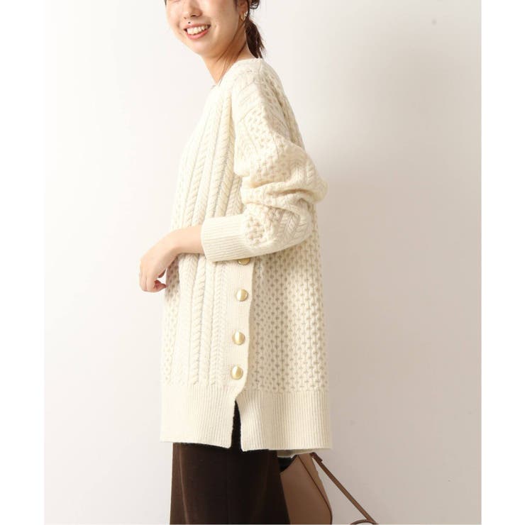 美品♪スピックアンドスパン ハミルトンウール ケーブル サイドボタン 金ボタン ハミルトンウール ケーブル サイドボタン◇[品番：BYCW0001009]｜B.C