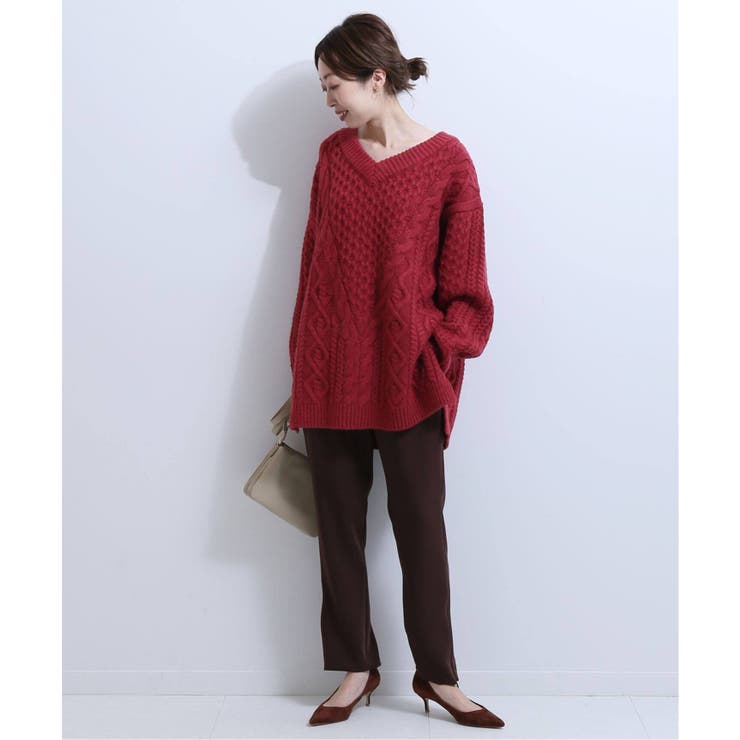 NOBLE ノーブル】【COEL】 Vネックケーブルニット◇[品番