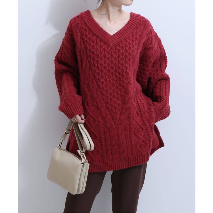 NOBLE ノーブル】【COEL】 Vネックケーブルニット◇[品番