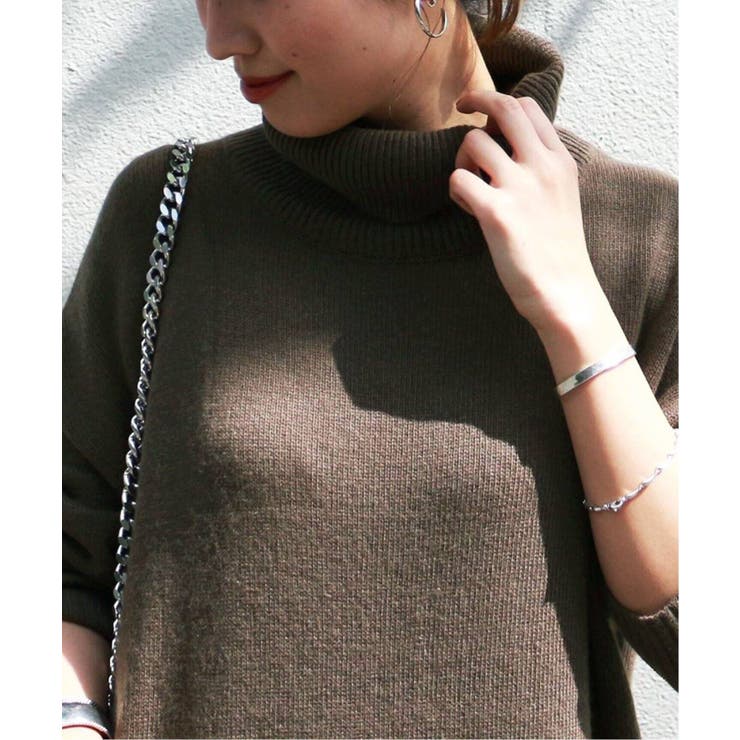 カシミヤアンゴラ混 天竺タートルネックワンピース◇[品番