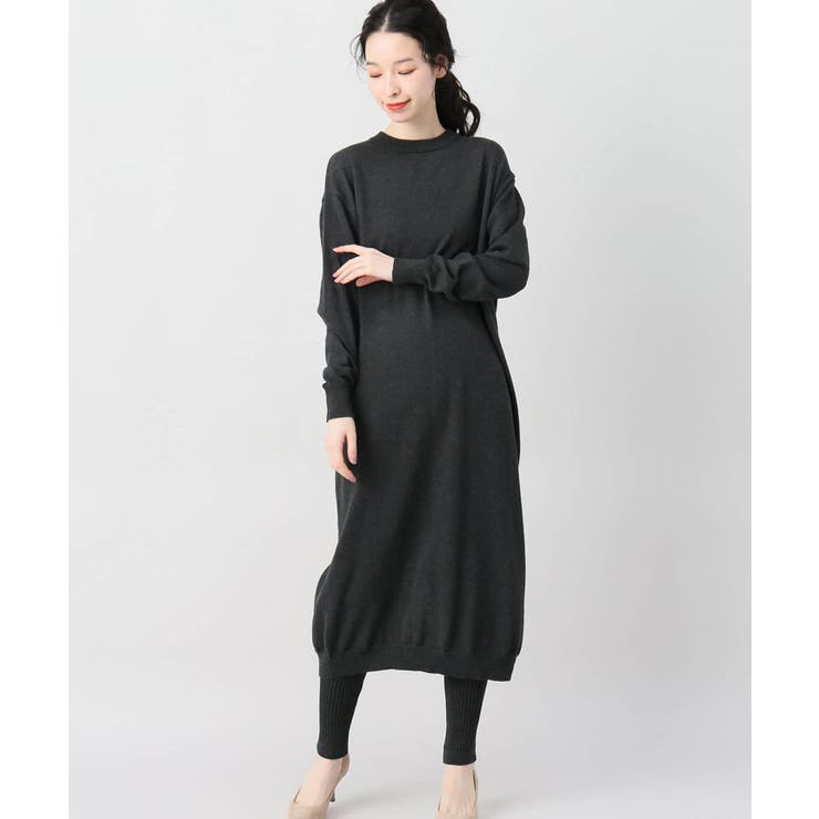 ロングニットワンピース+レギンスセット[品番：BYCW0006505