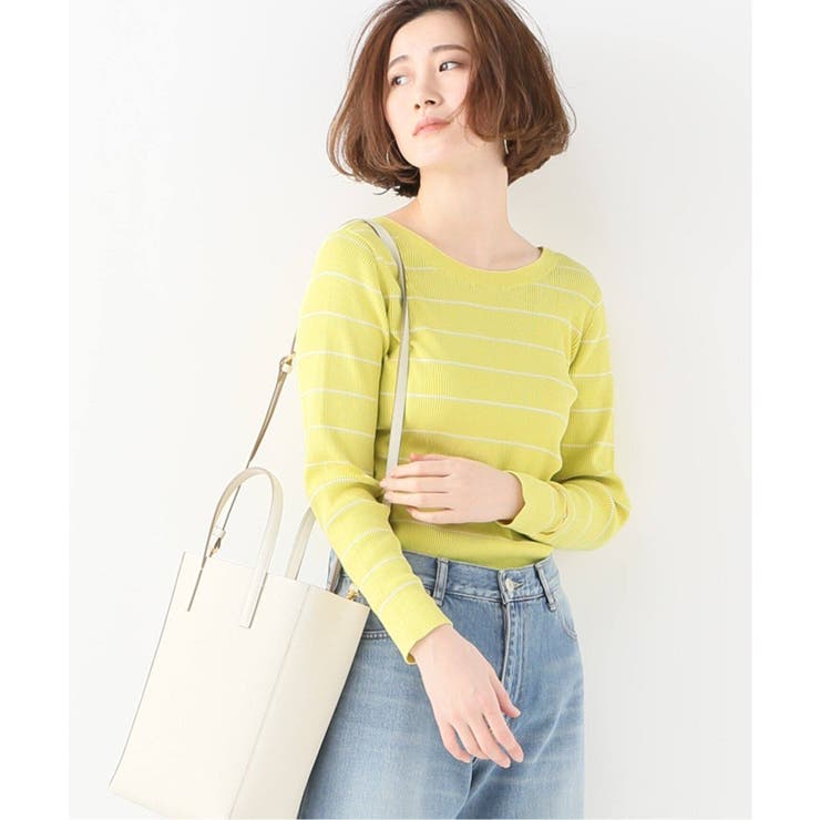 IENA】コットンリブボーダークルーネックプルオーバー◇[品番