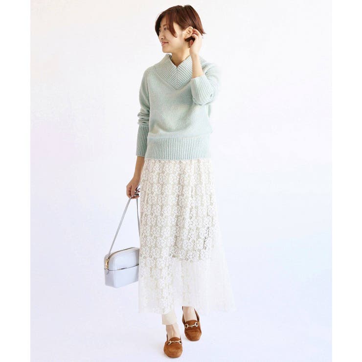 IENA OLIVOソフトコットンブークレヤーンプルオーバー IENA】OLIVOソフトコットンブークレヤーンVネックプルオーバー◇[品番