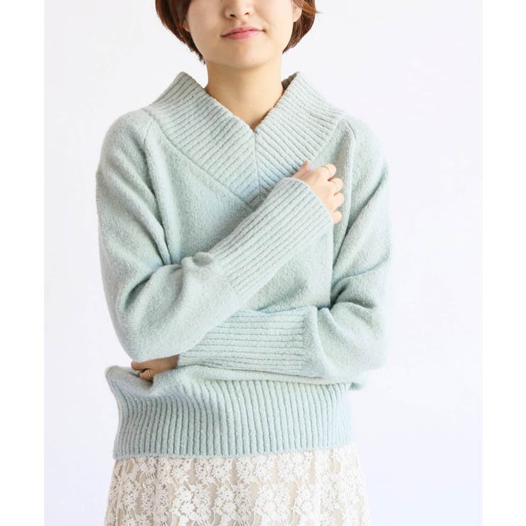 IENA】OLIVOソフトコットンブークレヤーンVネックプルオーバー◇[品番