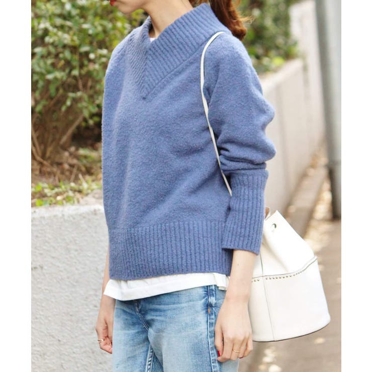 IENA OLIVOソフトコットンブークレヤーンプルオーバー IENA】OLIVOソフトコットンブークレヤーンVネックプルオーバー◇[品番