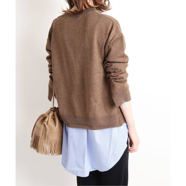 イエナIENA☆新品☆フェザープルオーバー☆ブラウン Maison IENA Vプルオーバー（ニット／セーター）｜IENA（イエナ）の