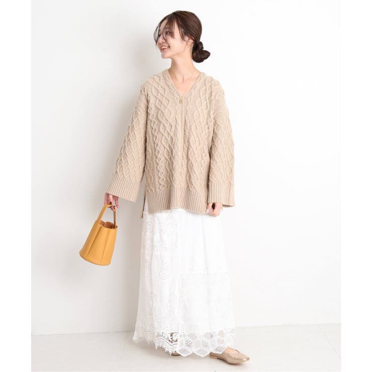SLOBE IENA スローブイエナ】アラン編みVネックニット◇[品番