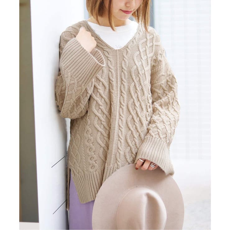 【SLOBE IENA スローブイエナ】アラン編みVネックニット◆[品番：BYCW0000776]｜B.C  STOCK（ベーセーストック）のレディースファッション通販｜SHOPLIST（ショップリスト）
