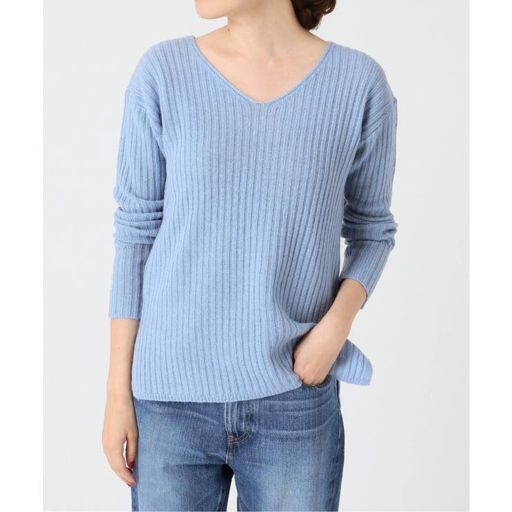 SLOBE IENA スローブイエナ】ウールラクーンVネックリブニット◇[品番