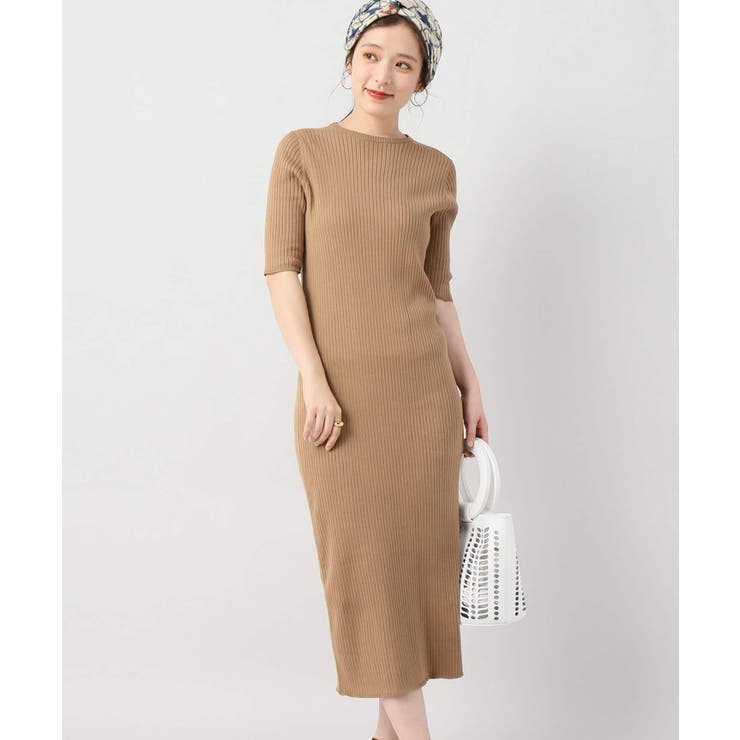 plage リブロングワンピース プラージュ Plage Rib ロングスリーブ ワンピース （ブラウン B