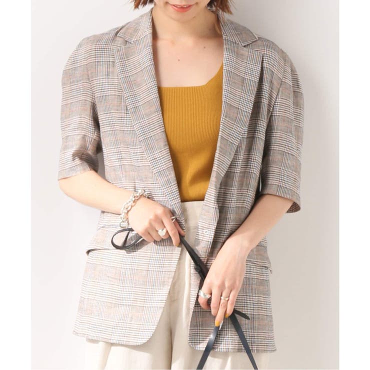 Spick and Span]グレンチェックソデボリュームジャケット[品番