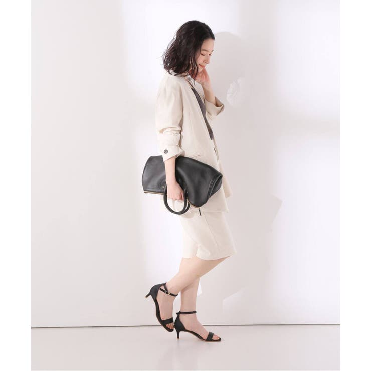 Spick and Span]コットンリネンノーカラーボクシージャケット