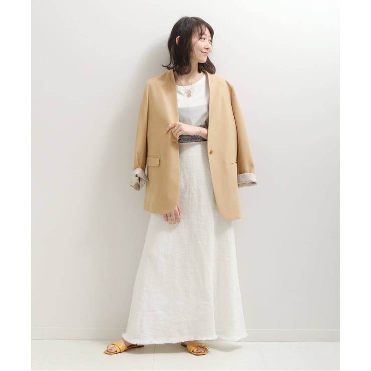 新品未使用】アイボリー ノーカラージャケット - メルカリ