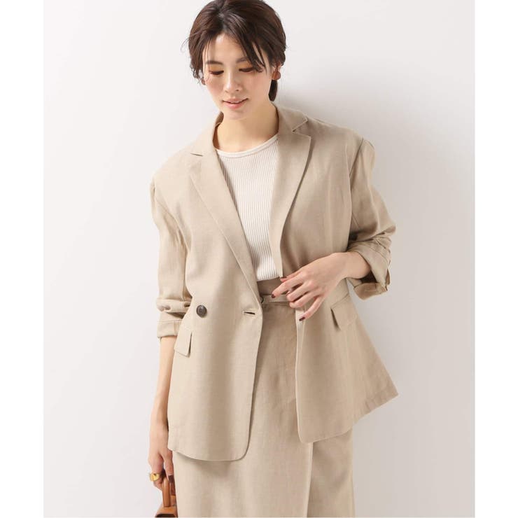 B.C STOCK ベーセーストック】麻混ダブルブレストジャケット
