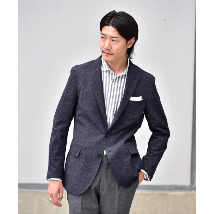 グレーA | 【B.C STOCK ベーセーストック】メランジプリントサッカージャケット | B.C STOCK