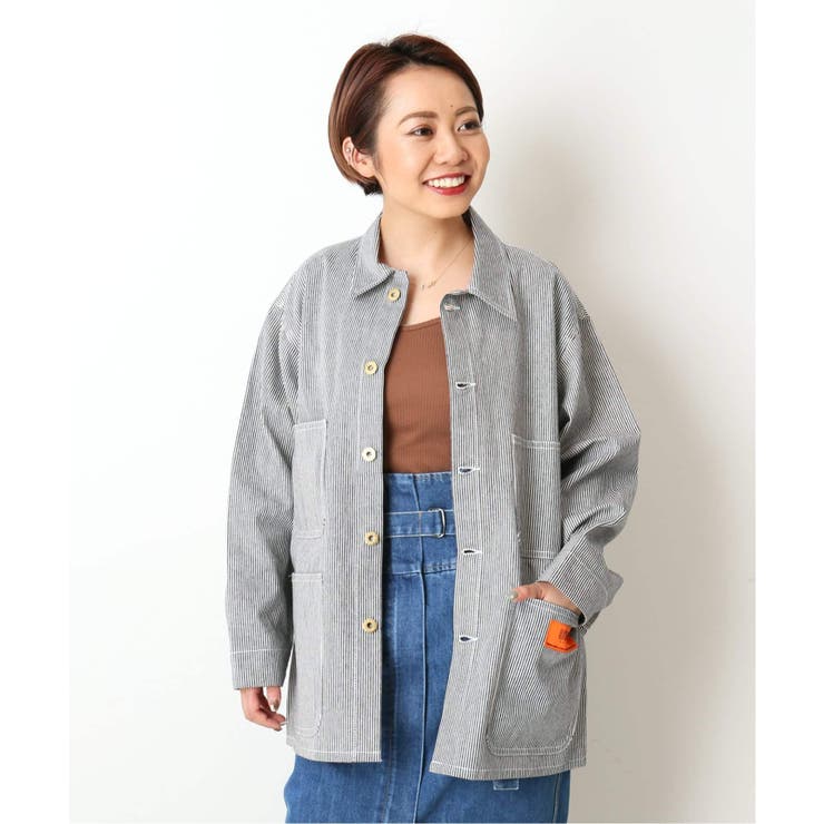 JW別注 ヒッコリーカバーオールジャケット◇[品番：BYCW0006626]｜B.C  STOCK（ベーセーストック）のレディースファッション通販｜SHOPLIST（ショップリスト）