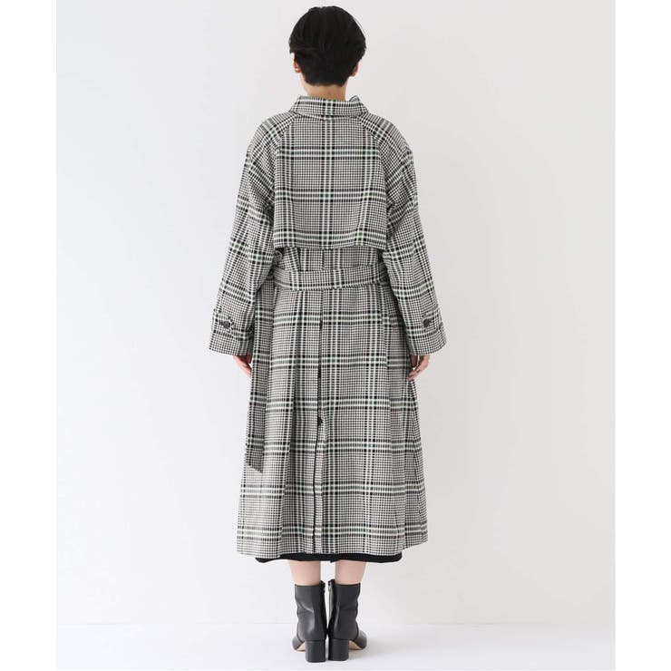 【値下げ可】B.C STOCK チェックステンカラーコート B.C STOCK ベーセーストック】 チェックステンカラーコート[品番