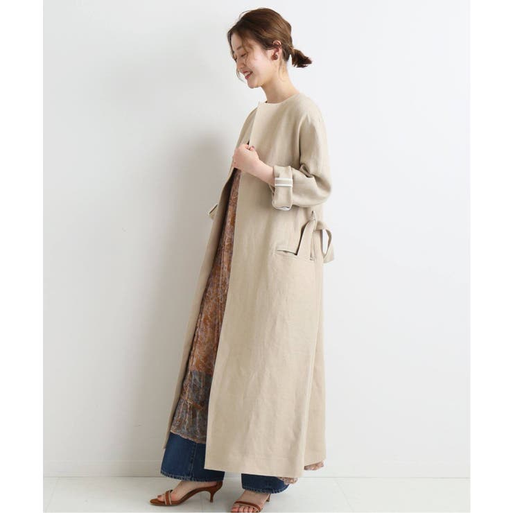 [IENA]LINEN ノーカラーロングコート◆[品番：BYCW0004139]｜B.C  STOCK（ベーセーストック）のレディースファッション通販｜SHOPLIST（ショップリスト）