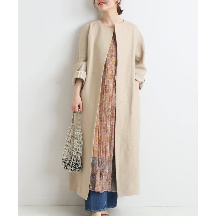 [IENA]LINEN ノーカラーロングコート◆[品番：BYCW0004139]｜B.C  STOCK（ベーセーストック）のレディースファッション通販｜SHOPLIST（ショップリスト）